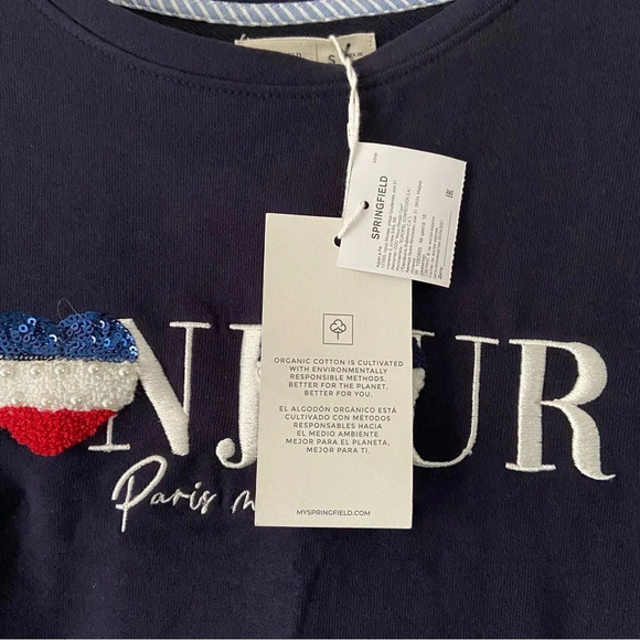 Quiet Luxury NEW Organic Cotton Sweater Bonjour Small Normcore French Girl Style - Picture 9 of 16